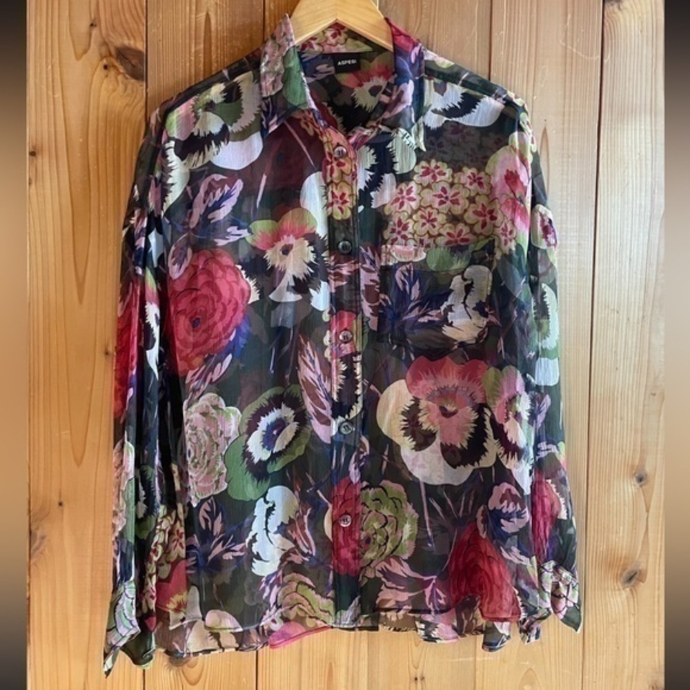 Aspesi Silk Chiffon Blouse Sz 38 US 2 Small